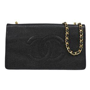 Chanel Black Calfskin Timeless WOC Chain Shoulder Wallet Bag 153808